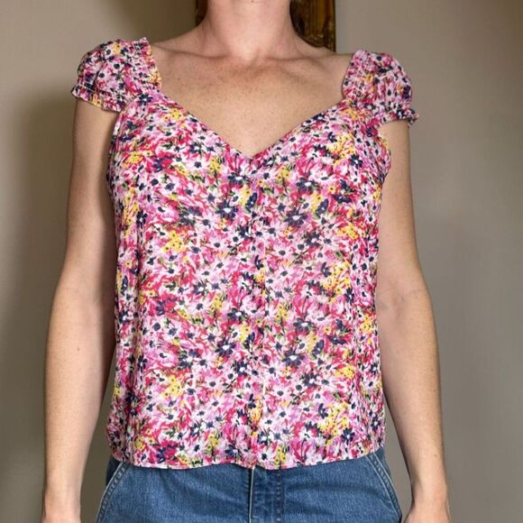 J Crew Floral Top Size Large - Picture 1 of 3
